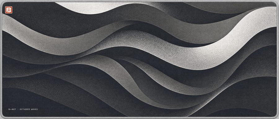 Desk styled with the BACKSTOCK Dither wave-pattern mat